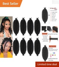 Luxurious 16-Inch Springy Afro Twist Hair - 8 Pre-Separated Packs for Women