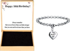 Happy Birthday Gifts Bracelet Heart Charm Alphabet Bracelet Gift 10th 