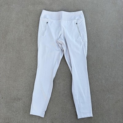 Athleta Leggings Womens Large White Peak Hybrid Fleece Tight Ankle Zip Pocket