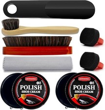 16PCS Leather Shoe Polish Kit,Shoe Shine Kit with Black/Brown Shoe Polish,Shoe