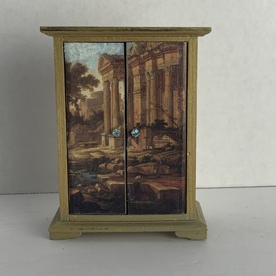 Dollhouse Miniature 1:12 Handmade Wardrobe Italian Landscape Decoupage Wood 