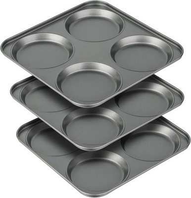 Muffin  Pan, 4-Cup Hamburger Bun Pan, Large Whoopie Pies Pan, Non-Stick