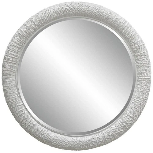 Uttermost Mariner Round Natural Woven Banana and Rattan Mirror in White - Picture 3 of 8