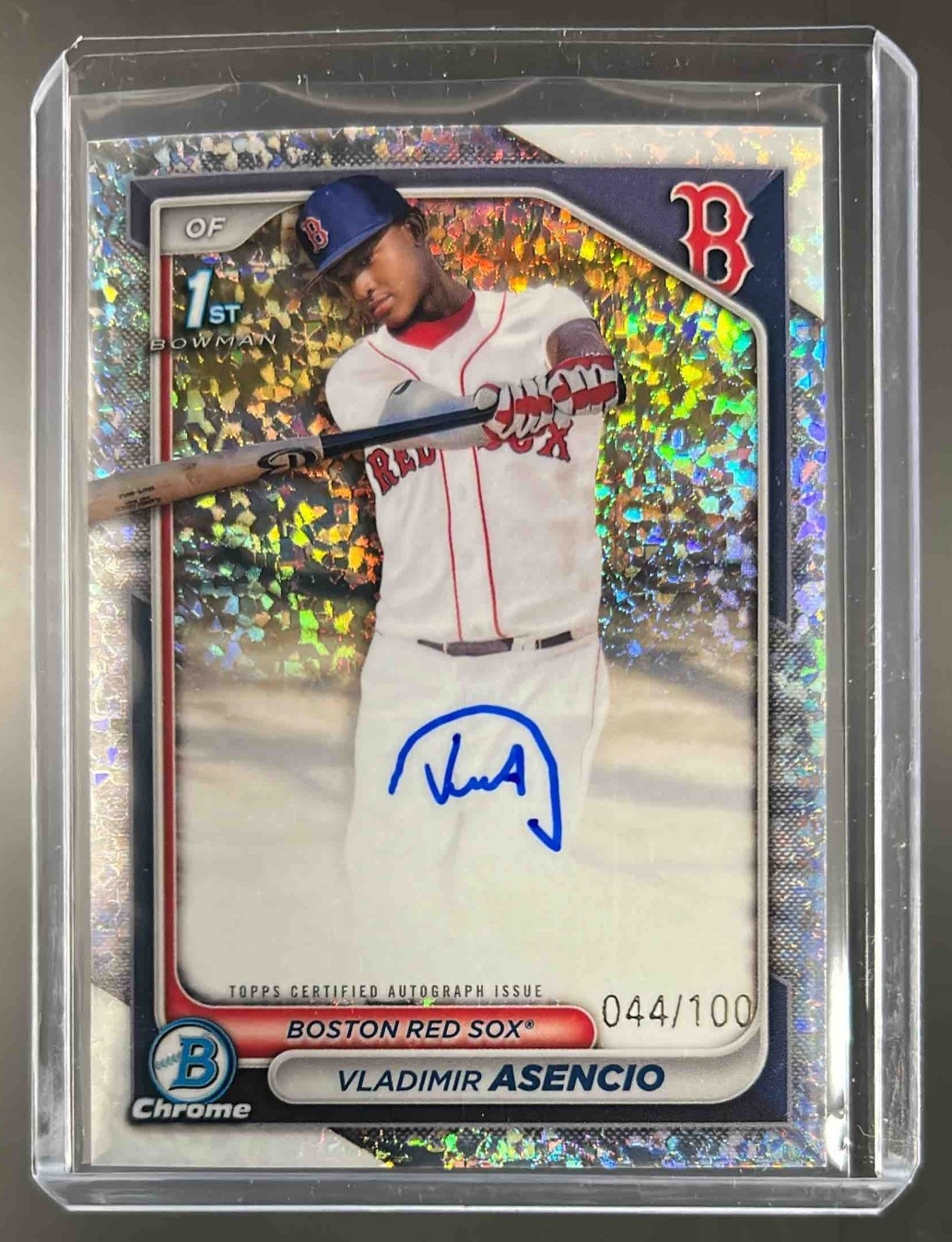 2024 Bowman Chrome Vladimir Asencio Auto Mini Diamond Refractor 1st #44/100