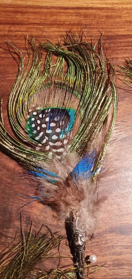 4 Antique Peacock Lapel/hat Pins In Hand Worked Silver Cones - Image 4 of 4