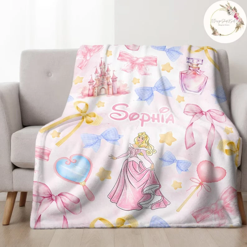 Personalized Disney Sleeping Beauty Blanket Gift For Friends, Kids