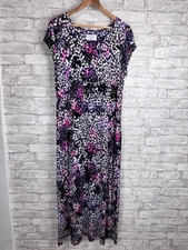 Carole Hochman Heavenly Soft Sleepwear Maxi Nightgown Dress Pink Purple Size M