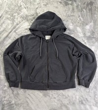 Abercrombie Fitch Soft A F Collection Zip Hoodie Womens M Faded Black Cropped