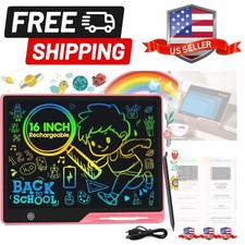 LCD Writing Tablet for Kids, Rechargeable Kids Drawing Pad 16 Inch Colorfuls ...