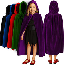 Velvet Hooded Cloak for Kids - 4Ft Long Cloak with Hood and String Closure - M