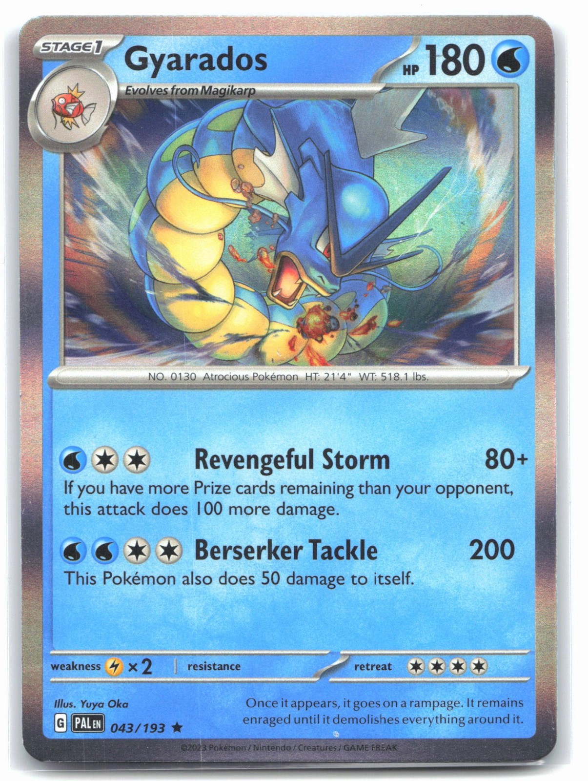 Gyarados 043/193 Holo Paldea Evolved Pokemon Rare EN Lightly Played