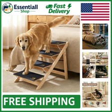 Foldable Wooden Pet Stairs with Anti-Slip Design - Supports Pets up to 220lbs
