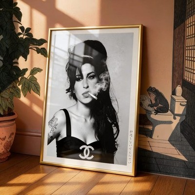 Amy Winehouse Poster Music Vintage Black and White Wall Art Print 