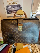 Louis Vuitton Serviette Fermoir Briefcase Brown Leather W/ Dust Bag