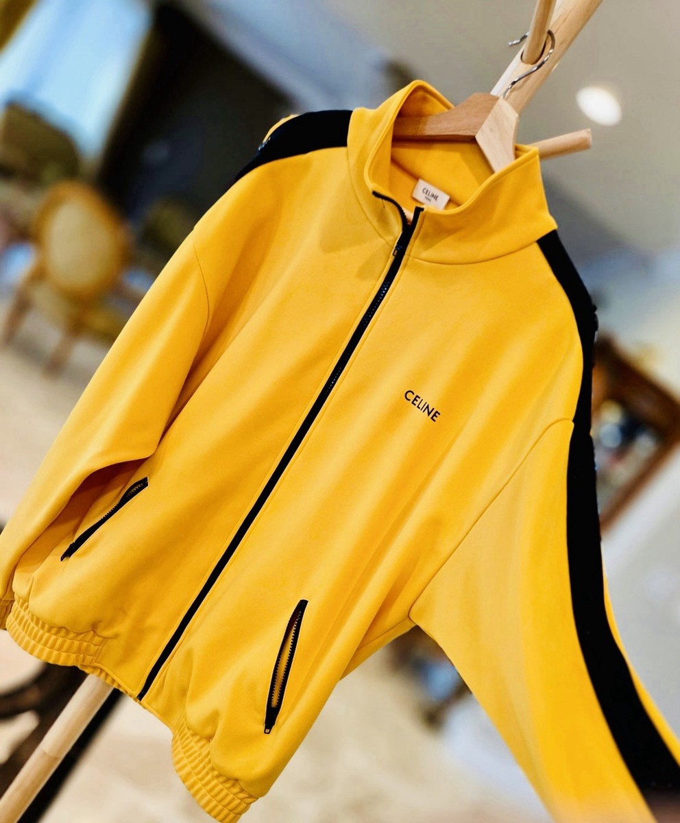CÉLINE スタジャン イエロー/ブラック 44 CELINE Track Jacket Yellow Black Zip-Up 100% Polyester Men's Size