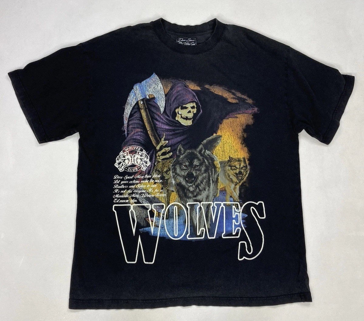 Darc Sport Wolves Grim Reaper Graphic T-shirt Men Medium Oversized