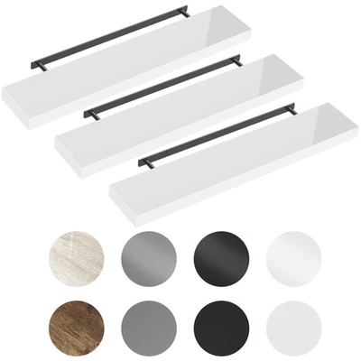 CASARIA® 3x Étagères murales flottantes MDF robuste effet flottant étagère bois - Photo 1/4