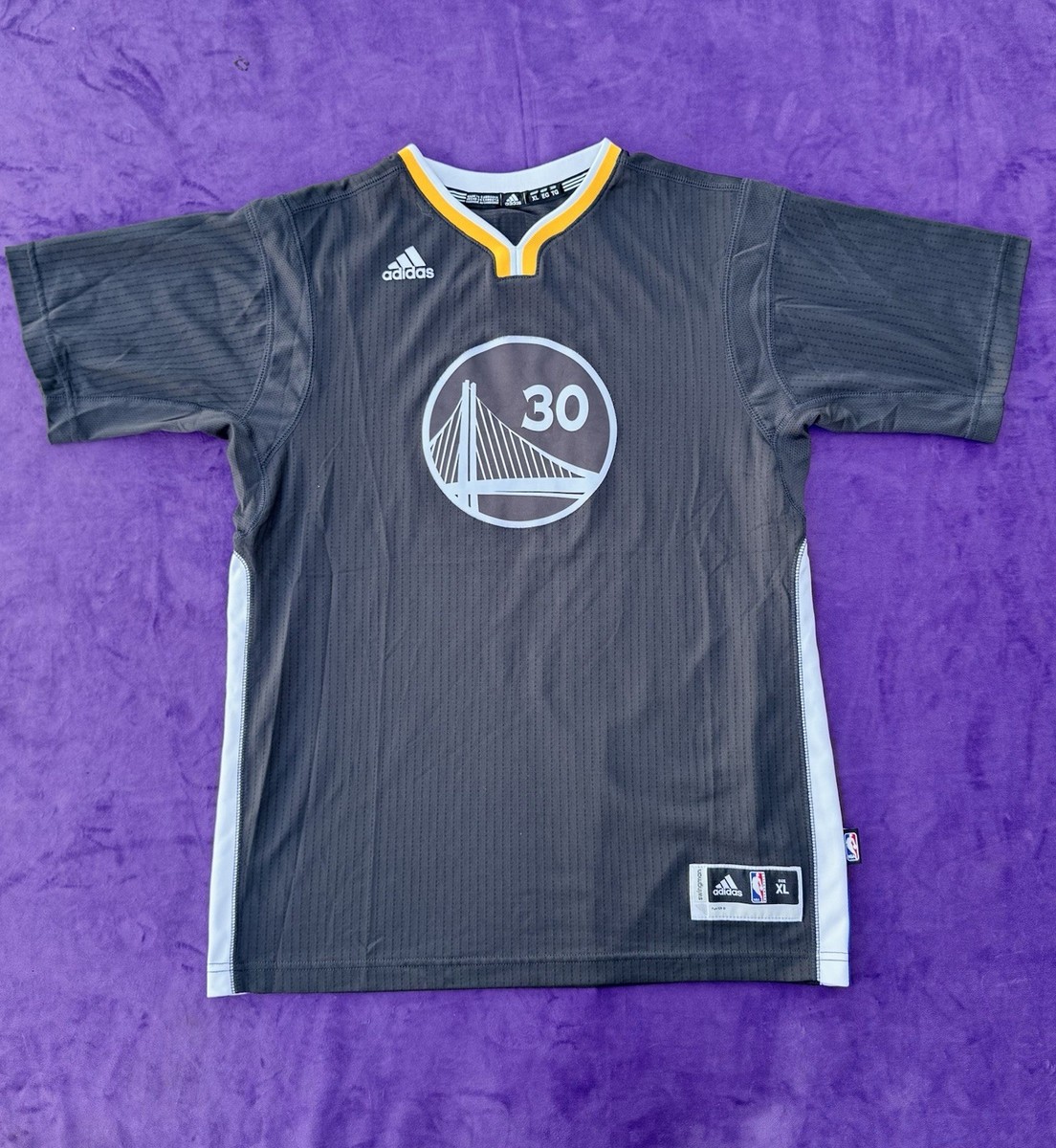 Stephen Curry Mens Size XL Gray Warriors Sleeve Adidas Swingman