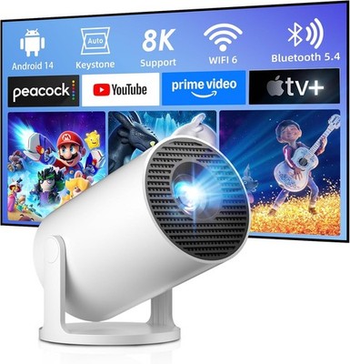 Salange Mini Projektor 4K WiFi 6 BT5.4 Android 11 Heimkino