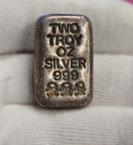 2 oz .999 Silver Poured Bar Skulls
