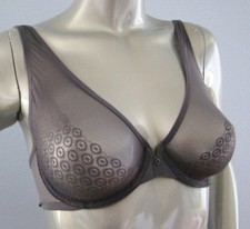Victoria's Secret Mesh Sheer Dot Medium Gray Unlined Demi Bra 32D