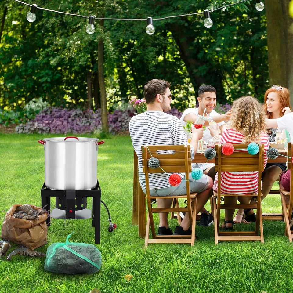 100夸脱丙烷锅户外海鲜深炸锅炊具带燃烧器支架 — 第 4/4 张图片