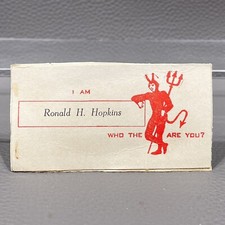 Victorian Style Calling Name Card with Devil - I Am Who the Hell Are You? 3x1.5"