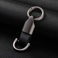 Men's Metal Leather Keychain Metallic Key Ring Keychain Personality Zinc Alloy
