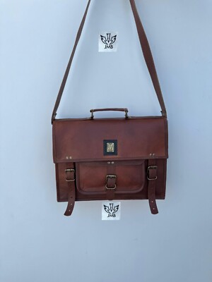 Men s Genuine Leather Vintage Laptop Messenger Handmade Bag Satchel Bag