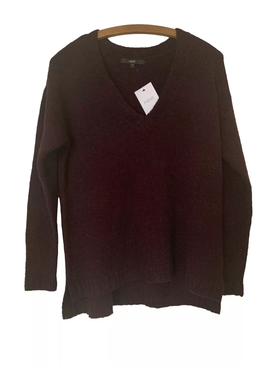 Next Jumper Top UK 12 Loungewear Alpaca Blend Dark Mauve Plum New