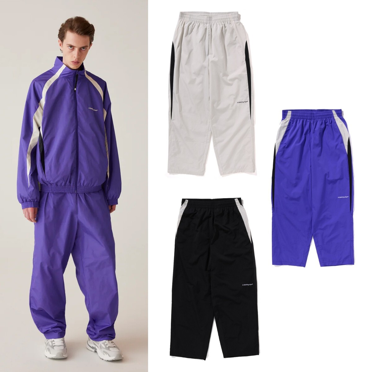 A BATHING APE Men's NYLON LOOSE FIT TRACK PANTS 1K80152318 z A BATHING APE Men's NYLON LOOSE FIT TRACK PANTS 1K80152318 z