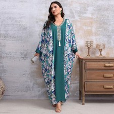 Women Muslim Batwing Sleeve Maxi Dress Turkey Long Robes Evening Kaftan Ramadan