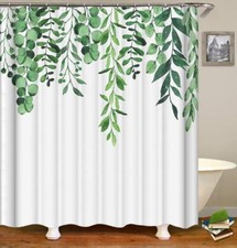 Green Eucalyptus Shower Curtain Watercolor Leaves On The Top Plant With Floral B