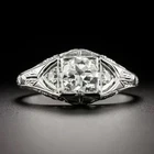 Art Deco Round Cut Lab Created Diamond 925 Silver Women's Engagement Gift Ring