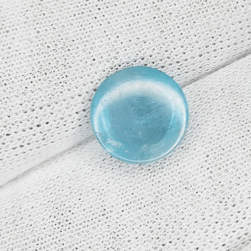 3.75Cts Ultra Beautiful Luster 10mm Round Cab "Ocean Blue" Natural Aquamarine - Picture 2 of 2
