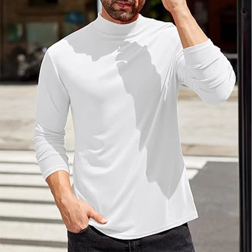 Men Long Sleeve Thermal Tops Pullover Underwear Tees Double-side Fleece T-Shirt - Picture 11 of 15