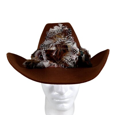 RESISTOL 帽子 ウェスタンハット　BEAVER Resistol 3X Beaver LAS VEGAS Brown WHISKY Cowboy Hat w Feathers