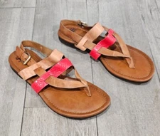 SOFFT Bena Strappy Tan Red Leather Slingback Sandals 10M