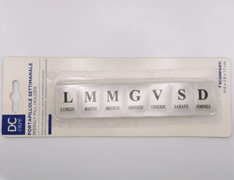 DC Portapillole Porta Compresse Pillole Medicine 7 Spazi Settimanale TASCABILE