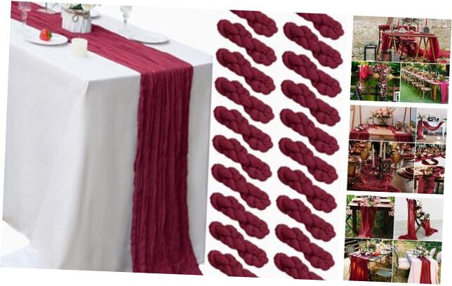 Pcs Cheesecloth Table Runner 10FT Boho Gauze Table Runner Rustic 20 Burgundy