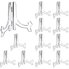 HESTYA 12 Pcs Clear Acrylic Easels Plate Stands Holders to Display Pictures o...