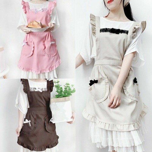 Lace Apron Ruffle Skirt Frill Baking Housewife Cafe Waitress Japanese Maid Women - Picture 3 of 18