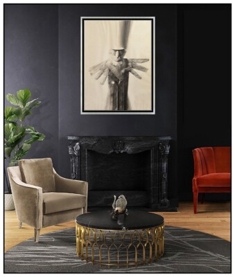 Joseph Piccillo Original Charcoal Drawing Figurative Signed Framed Art oil Large