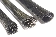 BLACK BRAIDED EXPANDABLE FLEX SLEEVE WIRING HARNESS LOOM FLEXIBLE WIRE COVER
