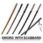 39" Bokken with Plastic Scabbard Wood Katana Sword Wooden Samurai Martial Arts