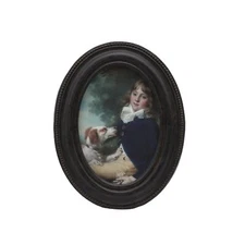 2.5x3.5 Small Vintage Oval Picture Frame, Mini Antique Black Grey Ornate Photo
