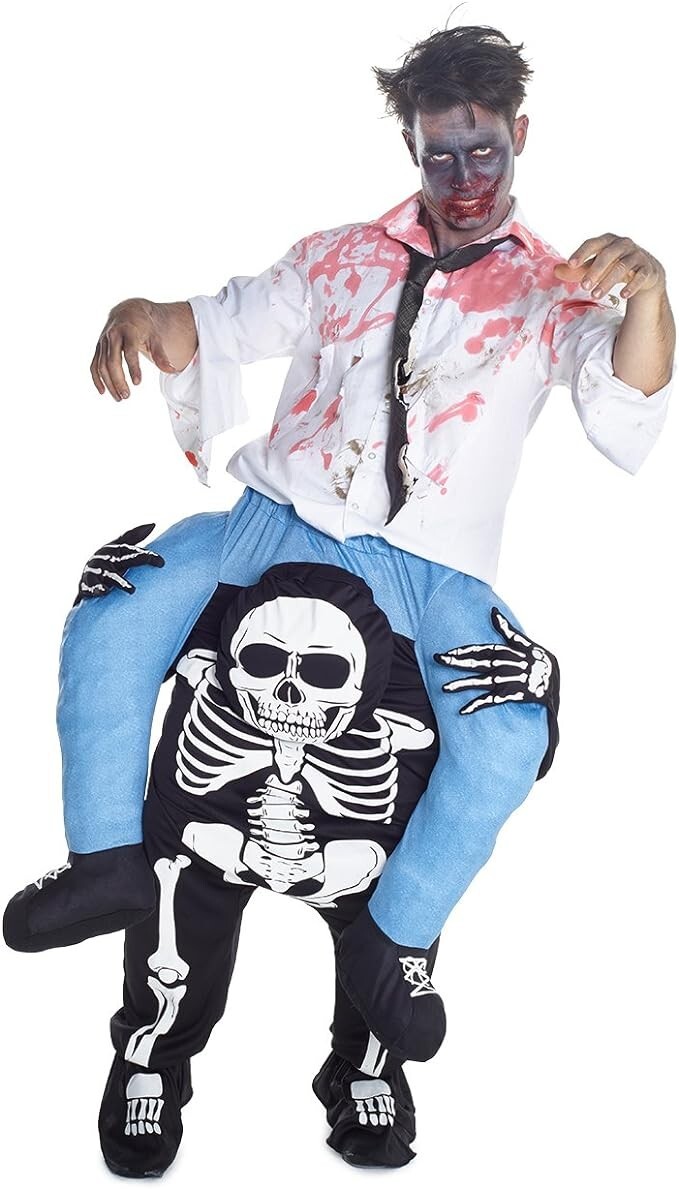 Adult Skeleton Piggyback Costume Mens Womens Scary Halloween Ride