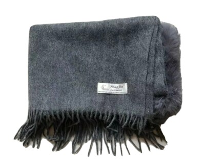 RONG JIA Pashmina Tuch Schal Grau Kaschmir Nerzborte Made in Mongolia