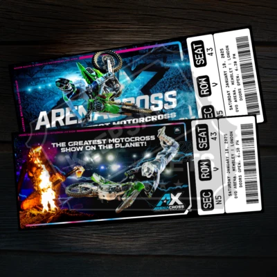 CUSTOM Arenacross Mock Ticket Freestyle Motocross Tour | Personalized Gift Reveal