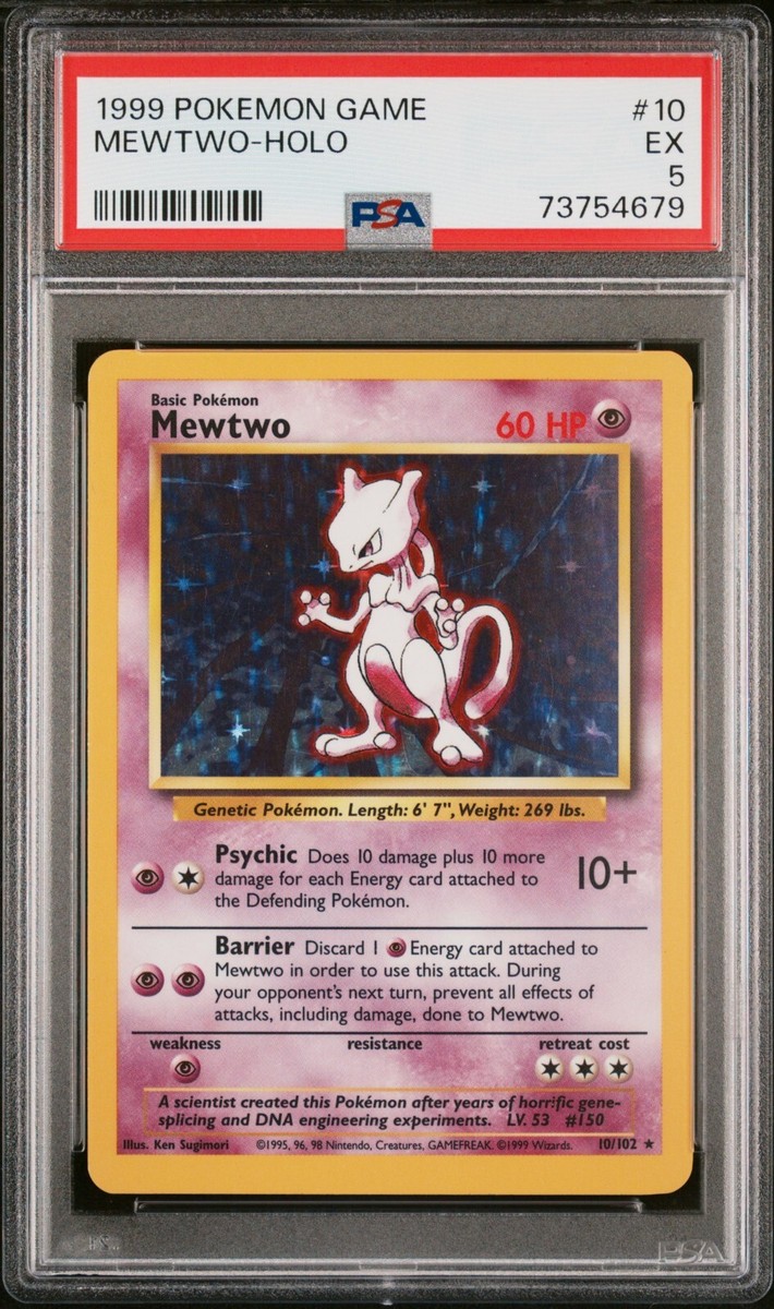 Mewtwo（ミュウツー） Base Set Unlimited 10/102 Pokémon TCG Mewtwo Base Set 10/102 Holo Unlimited Holo Rare PSA 5